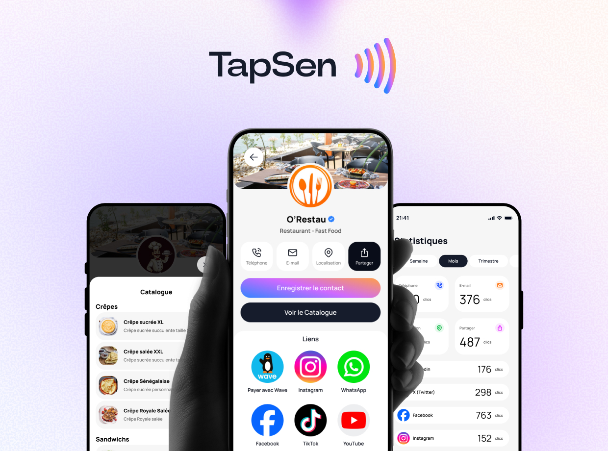TapSen - by YokkuTech - Carte digitale avec QR code pour regrouper les infos d’un business en un seul lien.- Dakar Sénégal